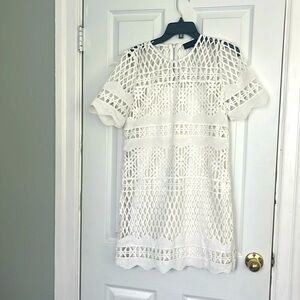 Kendal and Kylie, white lace dress with white slip. Short sleeve. Size M.